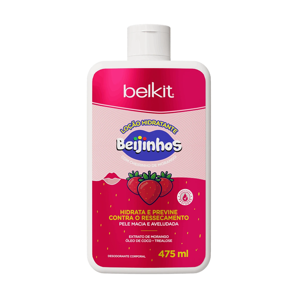 Loção Hidratante Beijinhos Morango 475 ml Belkit